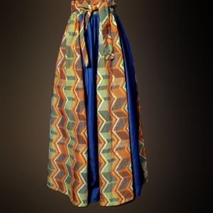 African print and denim Skirt